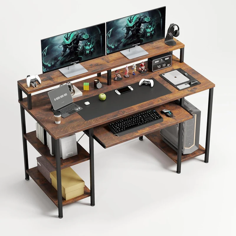 CAIYUN Schreibtisch mit Tastaturablage und Monitorständer