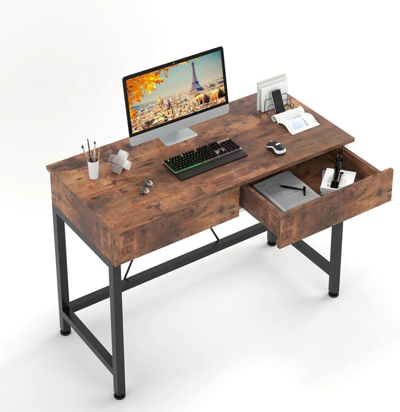 CAIYUN Schreibtisch mit 2 Schubladen, Home Office
