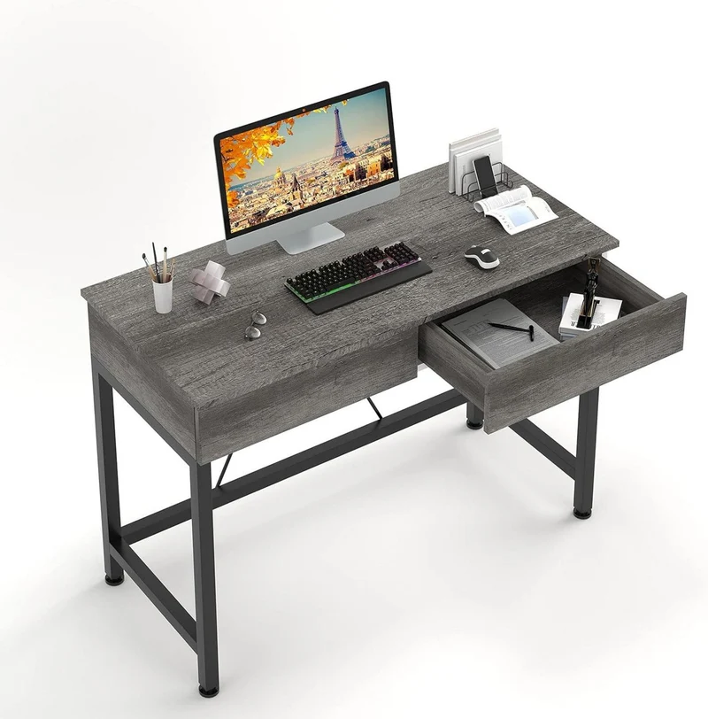 Schreibtisch mit 2 Schubladen Holz Home Office Computertisch