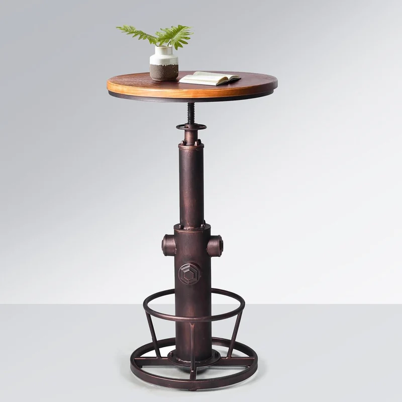 Vintage Bistrotisch Kiefernholz Metall 360° drehbar