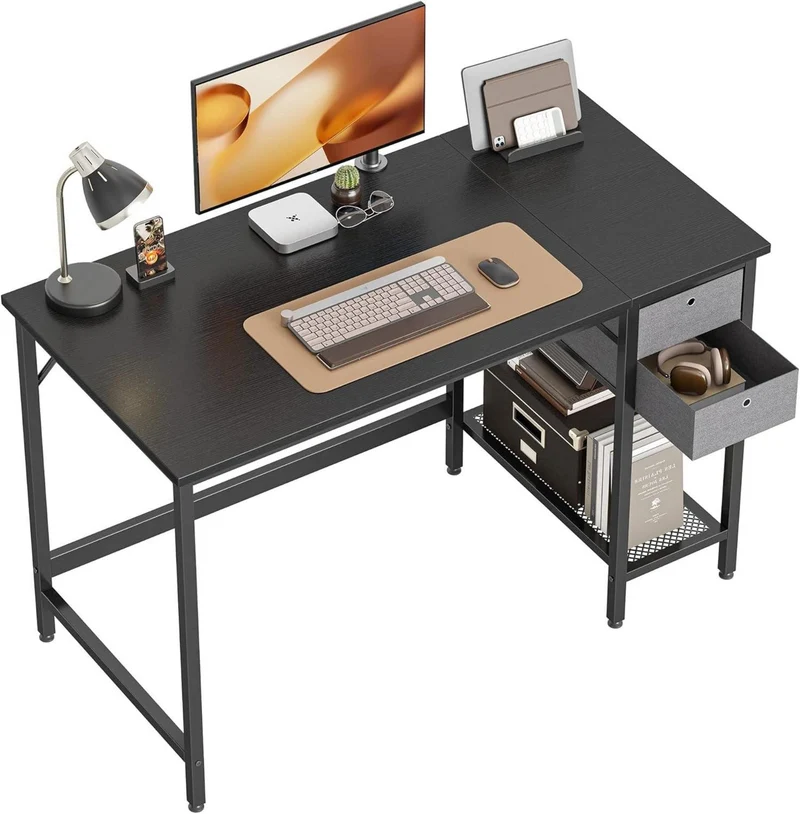 Cubiker Computertisch mit Schubladen 120 cm Schwarz, Moderne