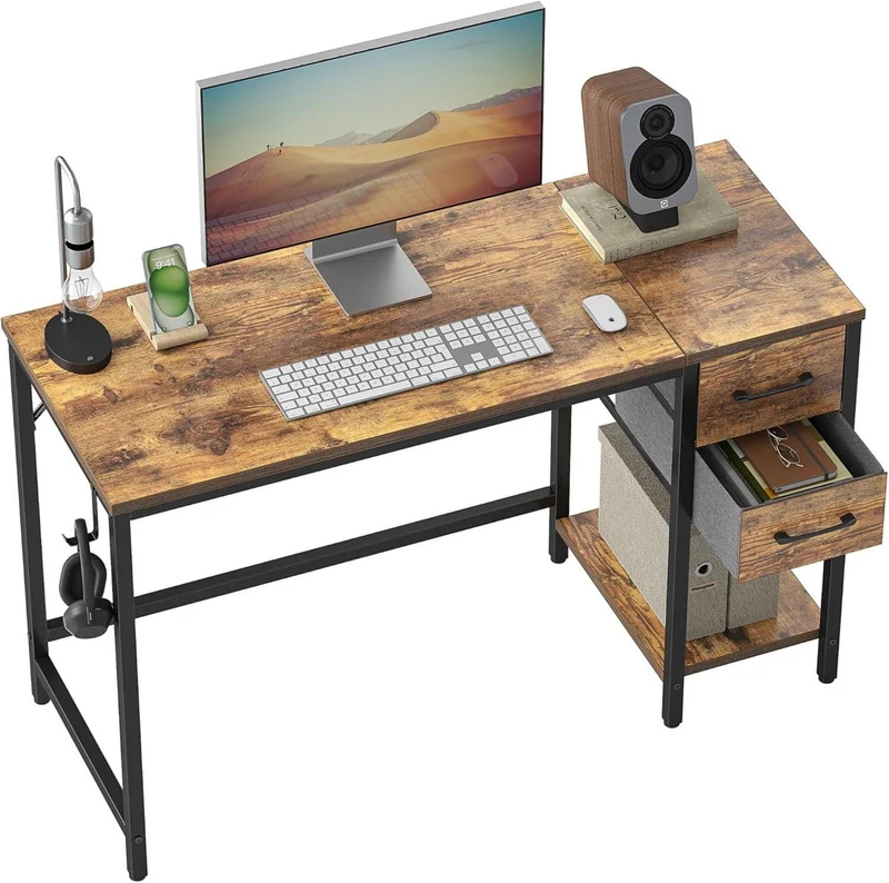 Cubiker Schreibtisch mit Regal und 2 Schubladen, 120x60