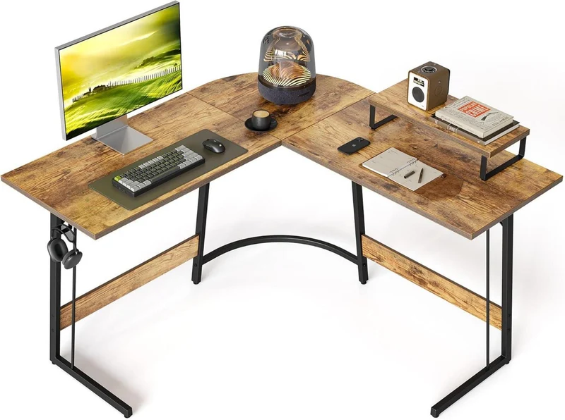 Gaming Eckschreibtisch L-Form 120x120 cm Vintagebraun