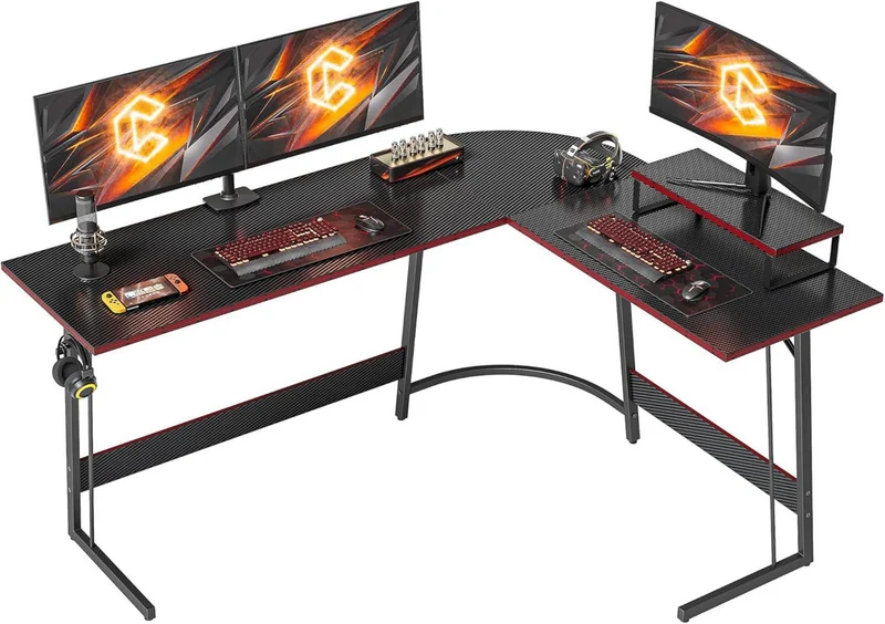 Gaming Tisch Eckschreibtisch 170x120 cm Kohlefaseroberfläche