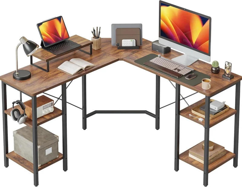 L-förmiger Computertisch 128x128 cm Industrial