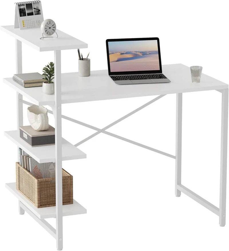 Kleiner Schreibtisch mit Regal 100 x 50 cm 3-stöckiges