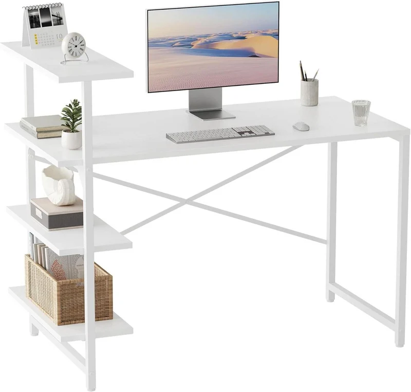 Kleiner Schreibtisch mit Regal 120 x 50 cm Stahlgestell