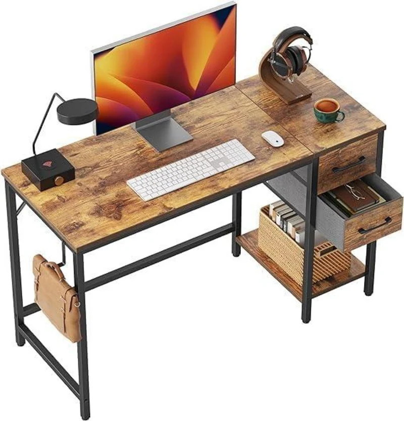 Cubiker Computertisch mit Schubladen 100 cm Braun