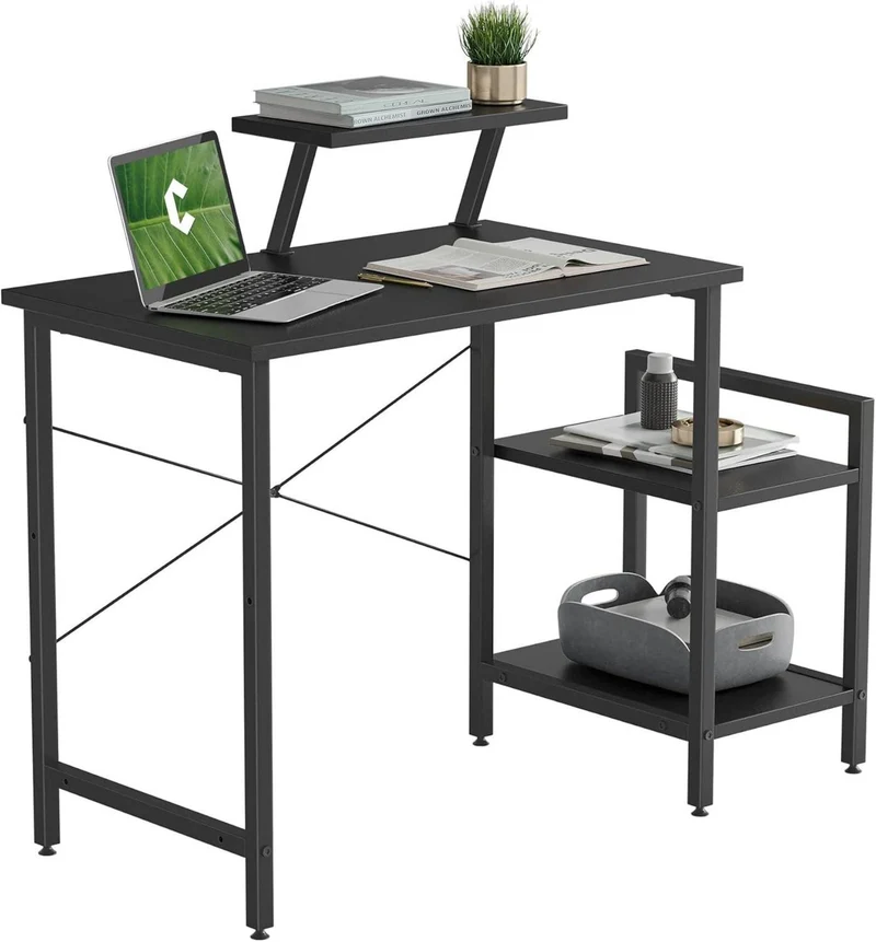 Kleiner Schreibtisch mit Regalen und Monitorständer, 80x50