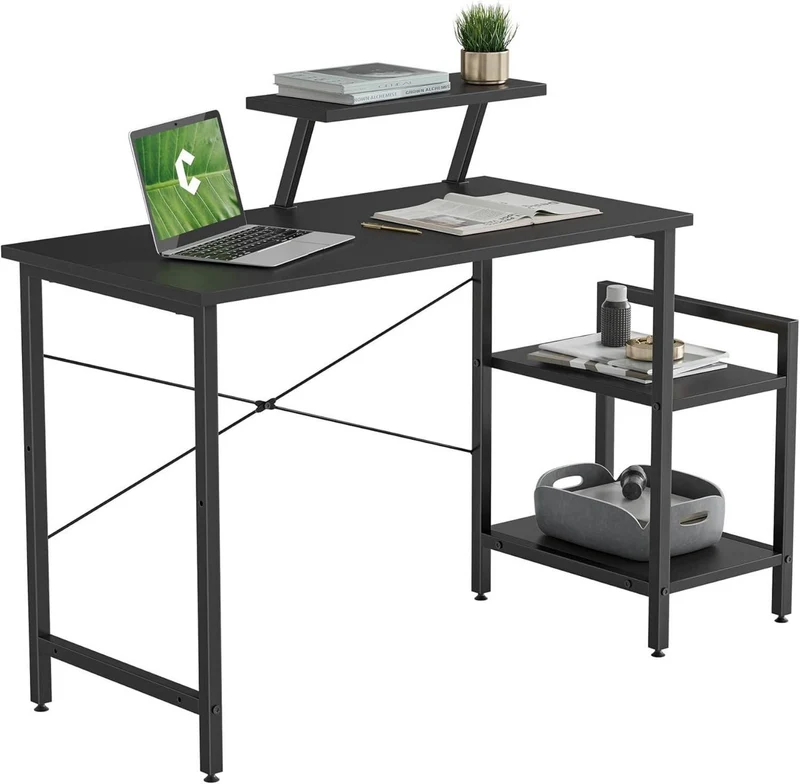 Kleiner Schreibtisch mit Regalen und Monitorständer 100x50
