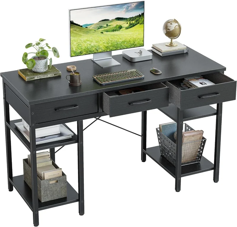 120x50 cm Computertisch mit Stoffschubladen und
