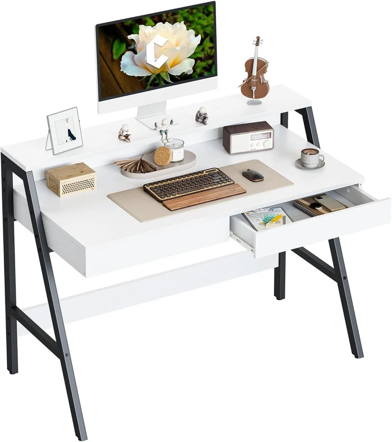 CubiCubi Computertisch 120 cm mit 2 Schubladen und
