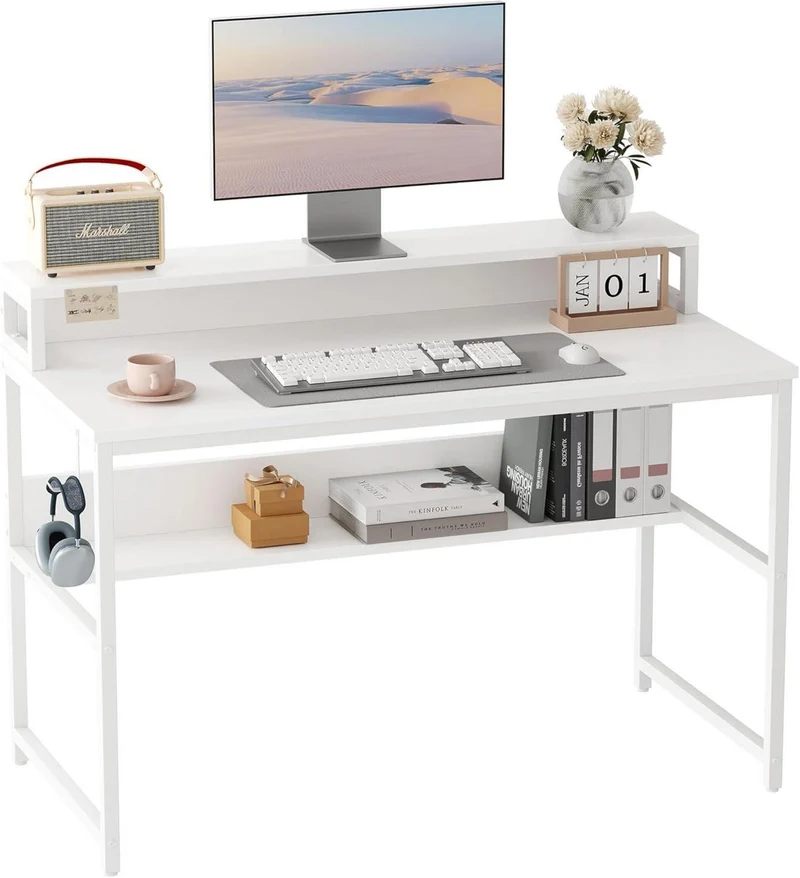 Cubiker Schreibtisch mit Ablageregal und Bücherregal, 120 x