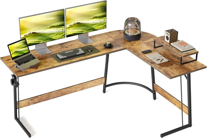 Gaming Tisch Eckschreibtisch 170x120cm L-Form Monitorständer
