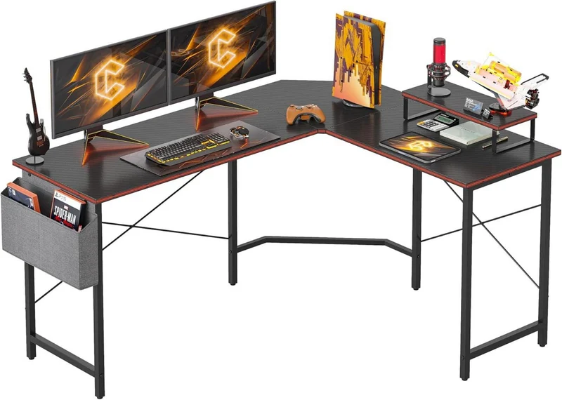 Gaming Schreibtisch Eckschreibtisch 150x120cm Kohlefaser