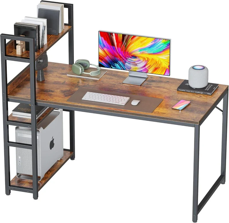 Computertisch 120 cm mit Regalen, Schreibtisch für