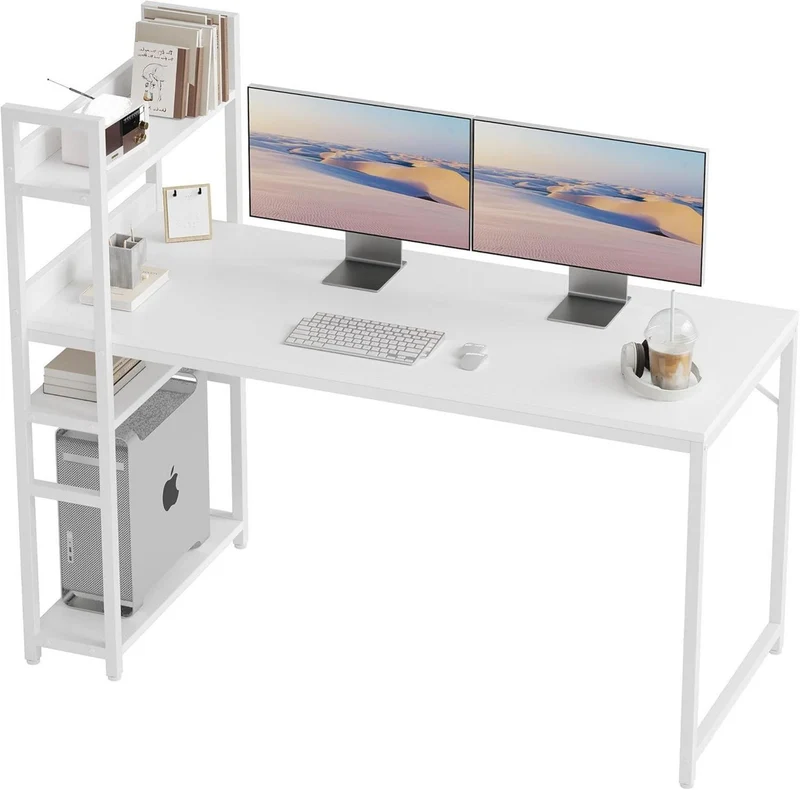 Schreibtisch 140x60cm Groß Computertisch mit Regal PC Gaming