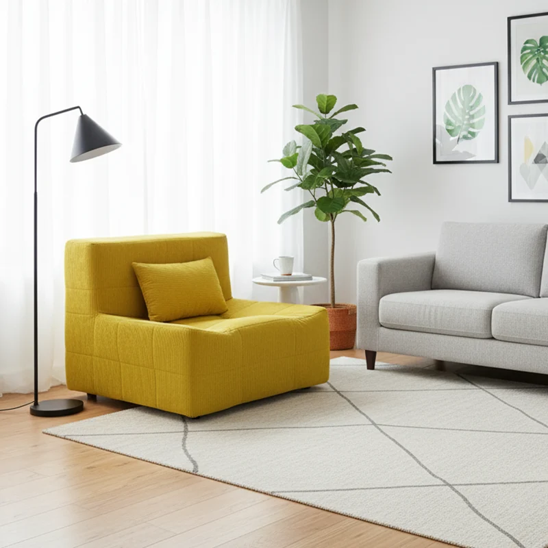 Contemporary Nordic Corduroy Compressed Accent Sofa - High-Density Sponge Lazy Sofa For Living Room