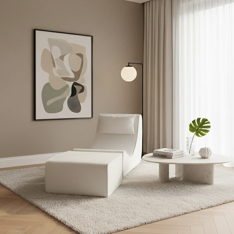 Modern Minimalist Compressed Sherpa Sofa - Wave-Shaped S-Curve Lounge Chair For Living Room