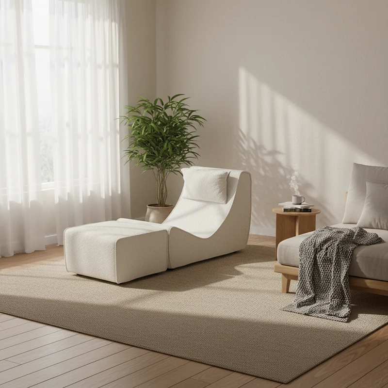 Modern Minimalist Compressed Sherpa Sofa - Wave-Shaped S-Curve Lounge Chair For Living Room