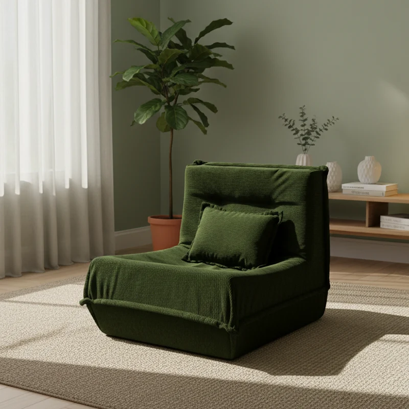 Contemporary Nordic Corduroy Compressed Single Sofa - No-Installation High-Density Sponge Accent Chair For Living Room