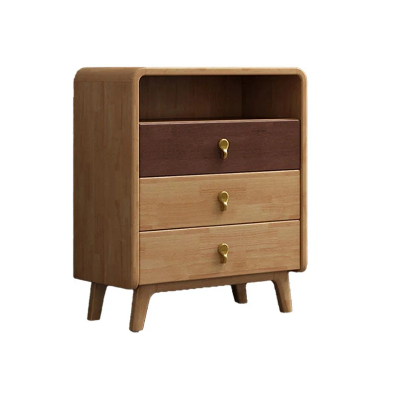 Glam Home Storage Chest Vertical Rubber Wood Chest with Drawers