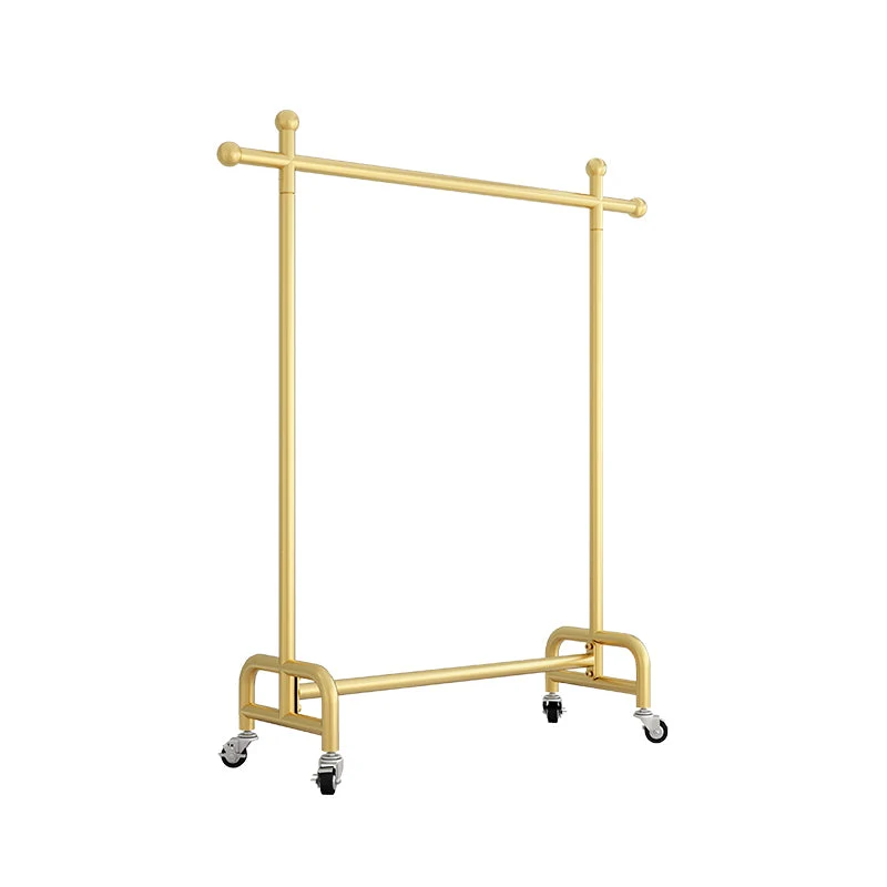 Glam Coat Rack Metal Framed Hanging Rail and Hooks Hall Stand with Castors