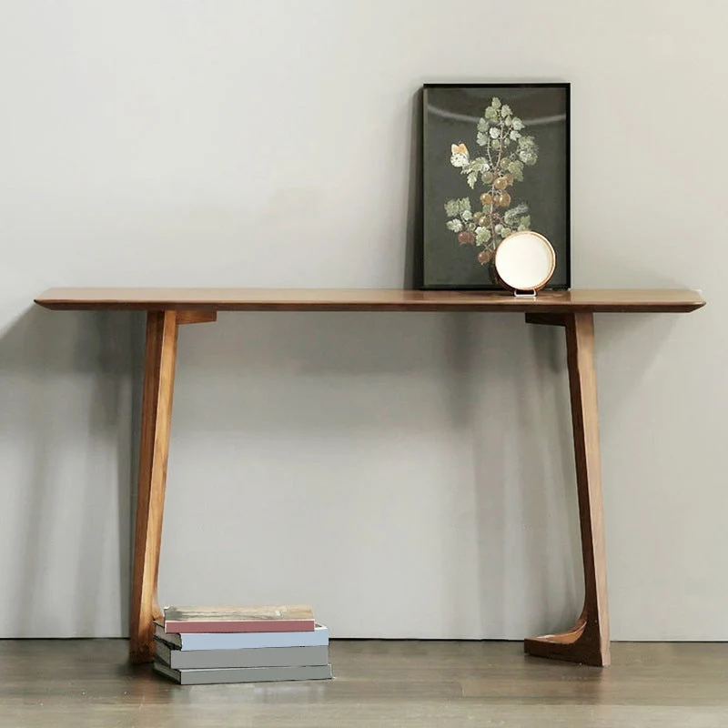 Mid-Century Modern Console Table 29.53" Tall Solid Wood End Table for Hall