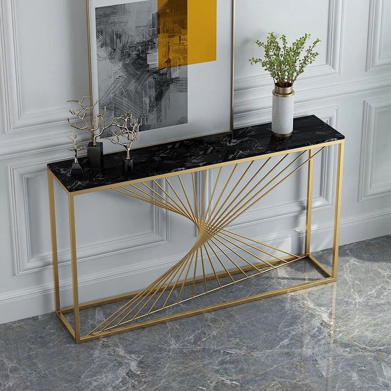 Stone Glam Accent Table 1-shelf 31.5" Tall Console Table for Hall