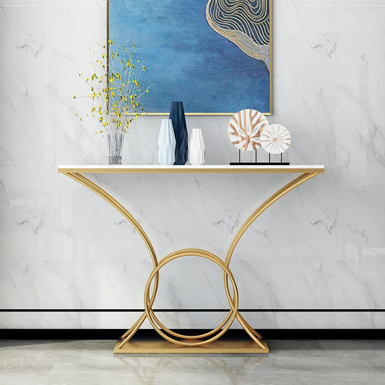 Marble Glam Console Table 31.5" Tall 1-shelf Accent Table for Hall