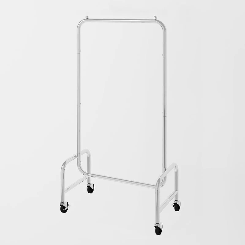 Industrial Coat Hanger Silver Metal Storage Coat Rack with Castors