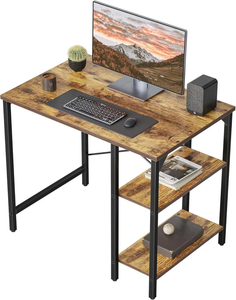 CubiCubi Schreibtisch 90 x 48 cm Computertisch Vintagebraun