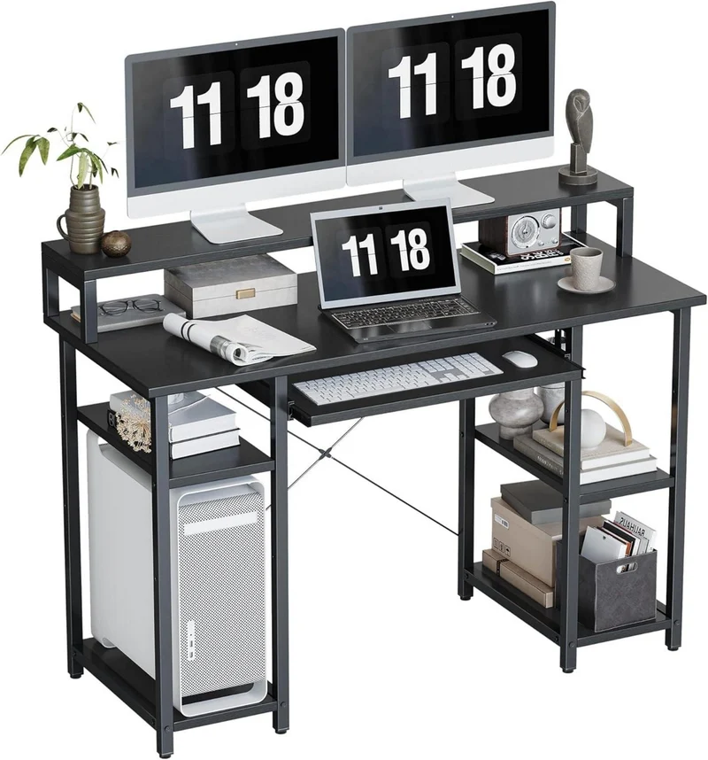 CubiCubi Computertisch 120 cm mit Regalen und