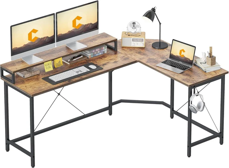 Schreibtisch L-Form Gaming Tisch 170x120cm Monitorständer