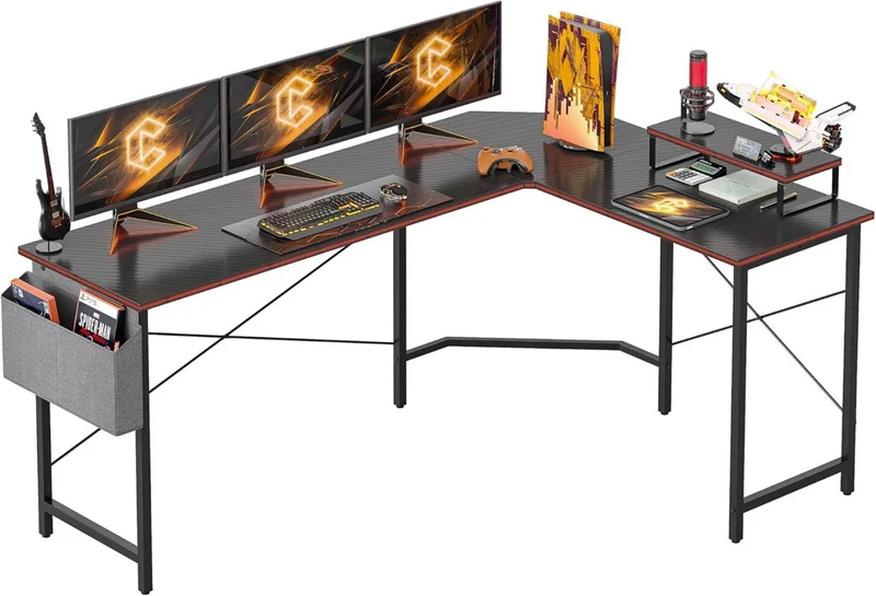Gaming Tisch Eckschreibtisch mit Monitorständer 170x120cm