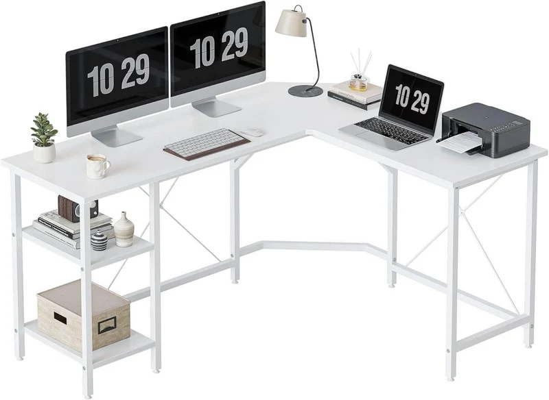 L-förmiger Schreibtisch 150x120 cm Regale