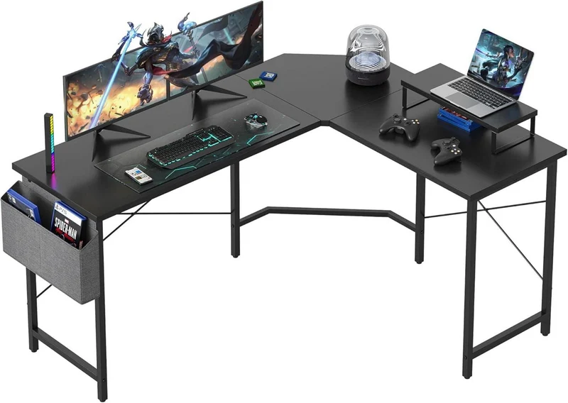 Gaming Schreibtisch L Form mit Monitorständer 150x120cm