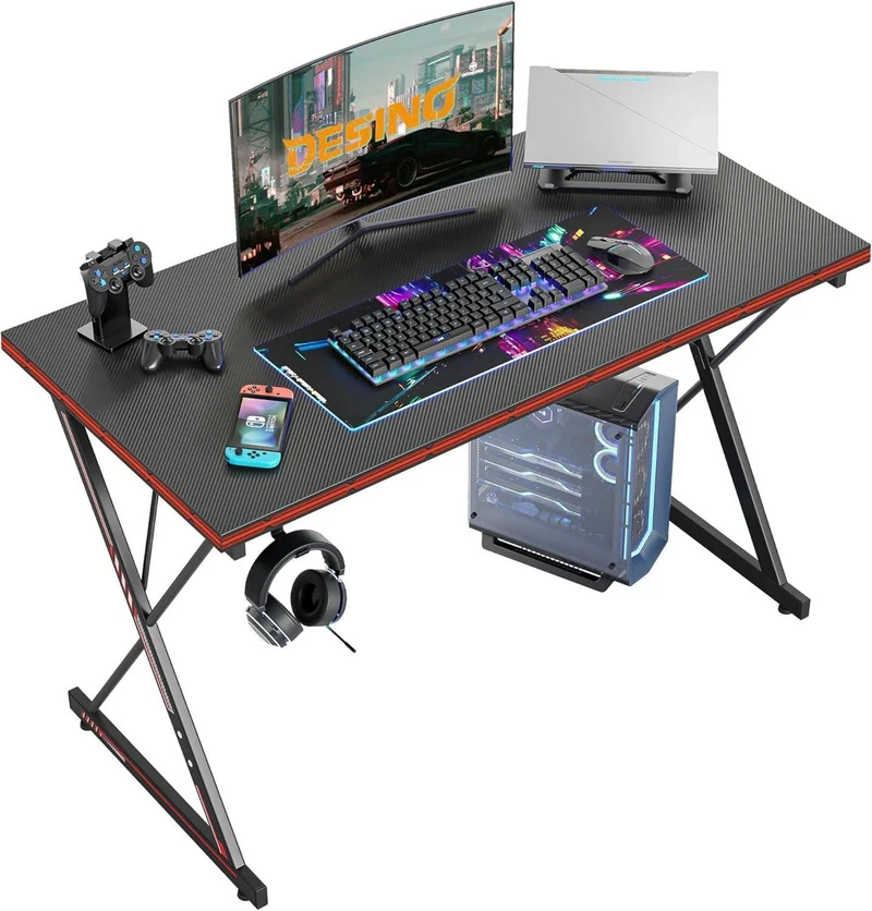 Gaming Schreibtisch 120 x 60 cm Kohlefaser Ergonomisch