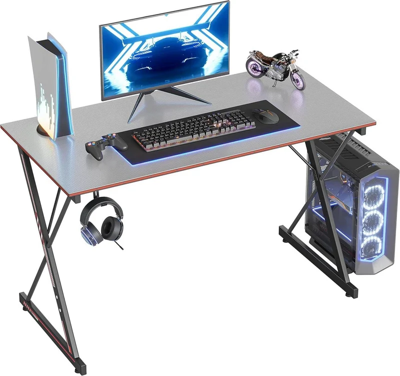 Gaming Tisch 100x50 cm Kopfhörerhaken Kohlefaserbeschichtung