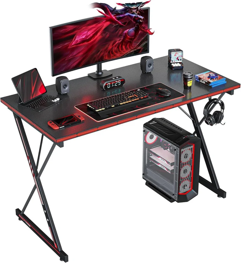 CubiCubi Gaming Tisch 100x50 cm Kohlefaser Schwarz