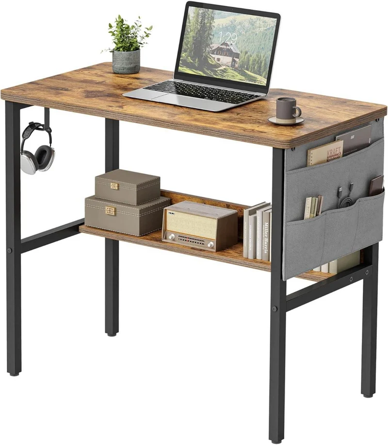 CubiCubi Schreibtisch 80x40 cm Braun Stabil & Modern