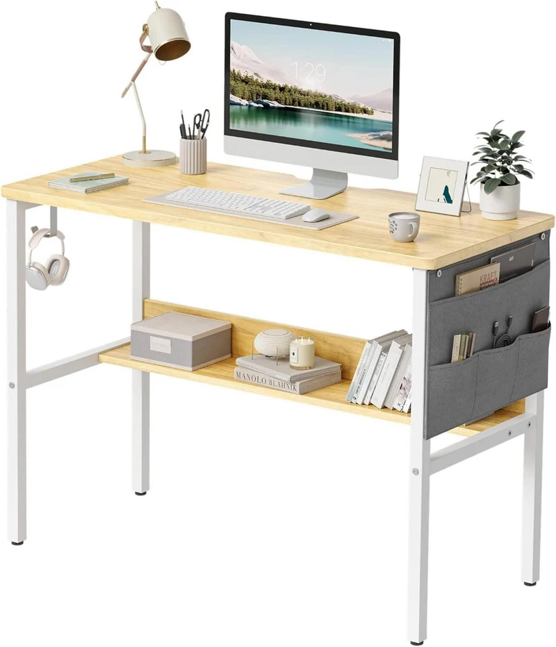 Schreibtisch 96x40 cm PC-Tisch HellBraun Stabil & Langlebig