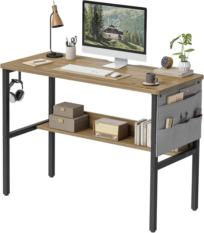 CubiCubi Schreibtisch 96x40 cm Espresso Stabil & Robust