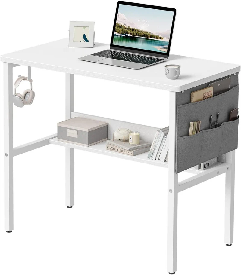 CubiCubi Schreibtisch 96x40 cm Weiß Stabil & Robust