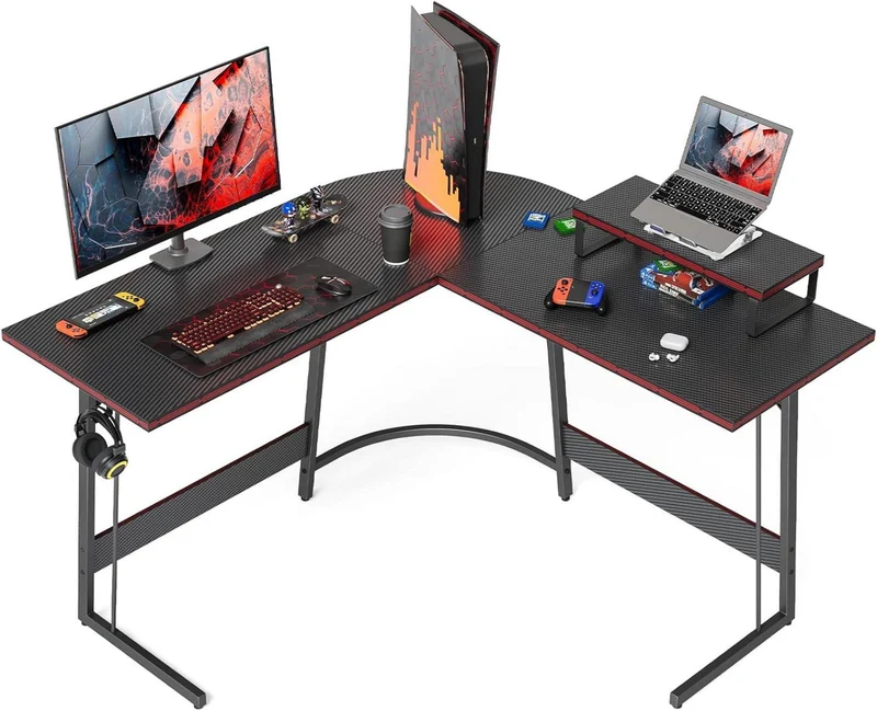Gaming Tisch Eckschreibtisch L-Form mit Monitorständer