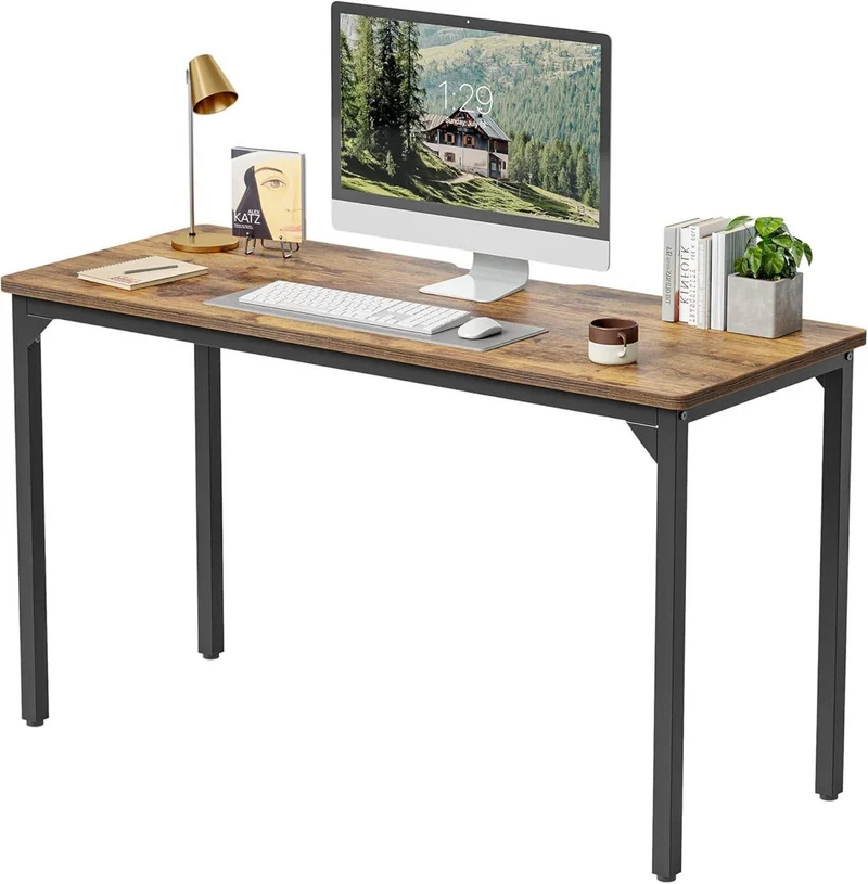 CubiCubi Schreibtisch 120x60x75 Stabil Stahl Braun Office