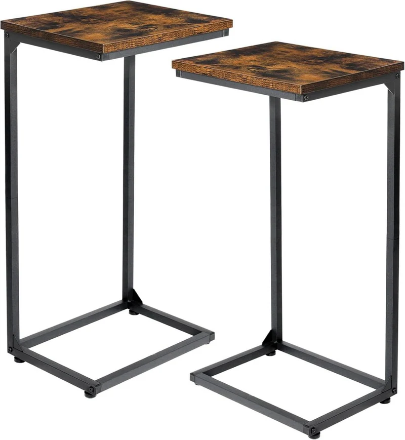 Beistelltisch 2er Set Holz Metall Couchtisch Braun