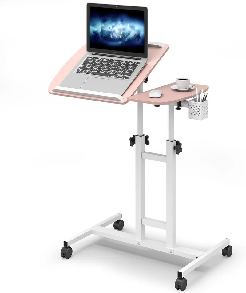 Höhenverstellbarer Laptoptisch mit Rollen und
