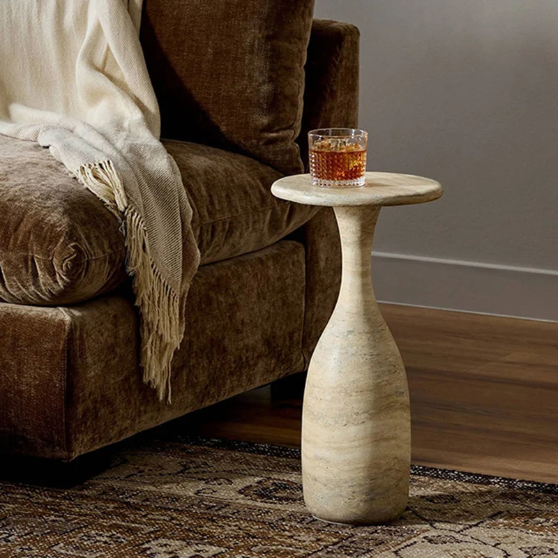 Modern Luxury Fiberglass Round Sculptural Side Table For Living Room