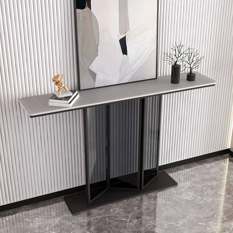 11.81" W Modern Console Table Stone Rectangle Accent Table for Hall